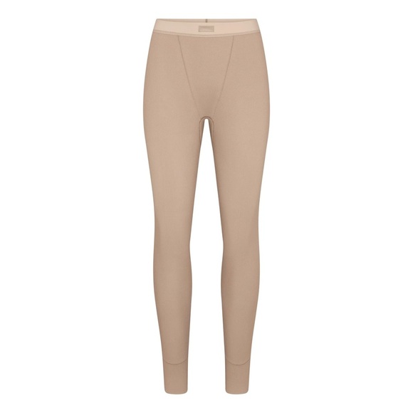 Skims cotton ribbed leggings in latte light neutral size medium - Picture 1 of 6